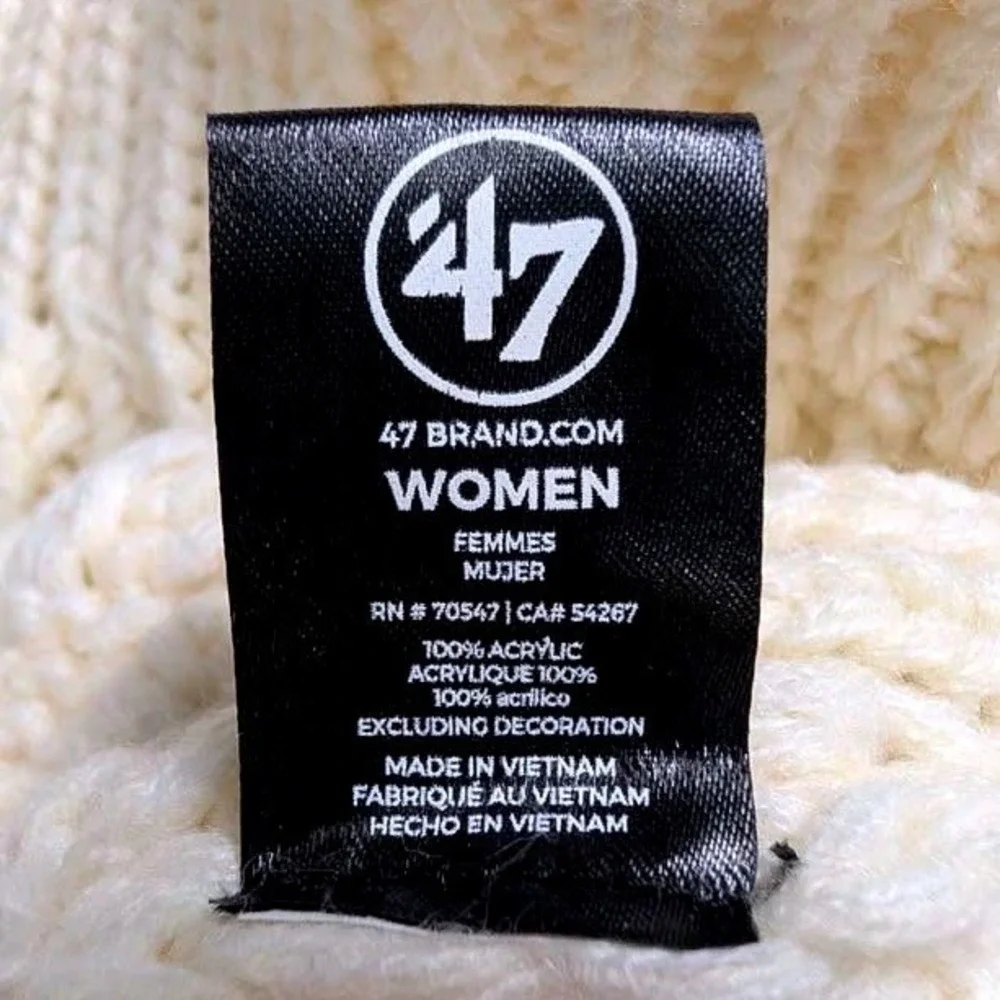 '47 Cleveland Browns Meeko Knit Hat Women OS Cream White Cable Knit Pom‎ Beanie